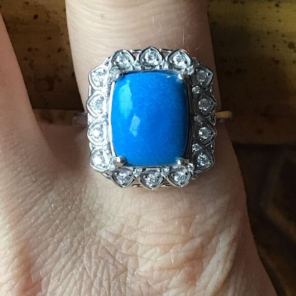 Natural Ceruleite Sterling Silver Ring Size 10 - Picture 3 of 9